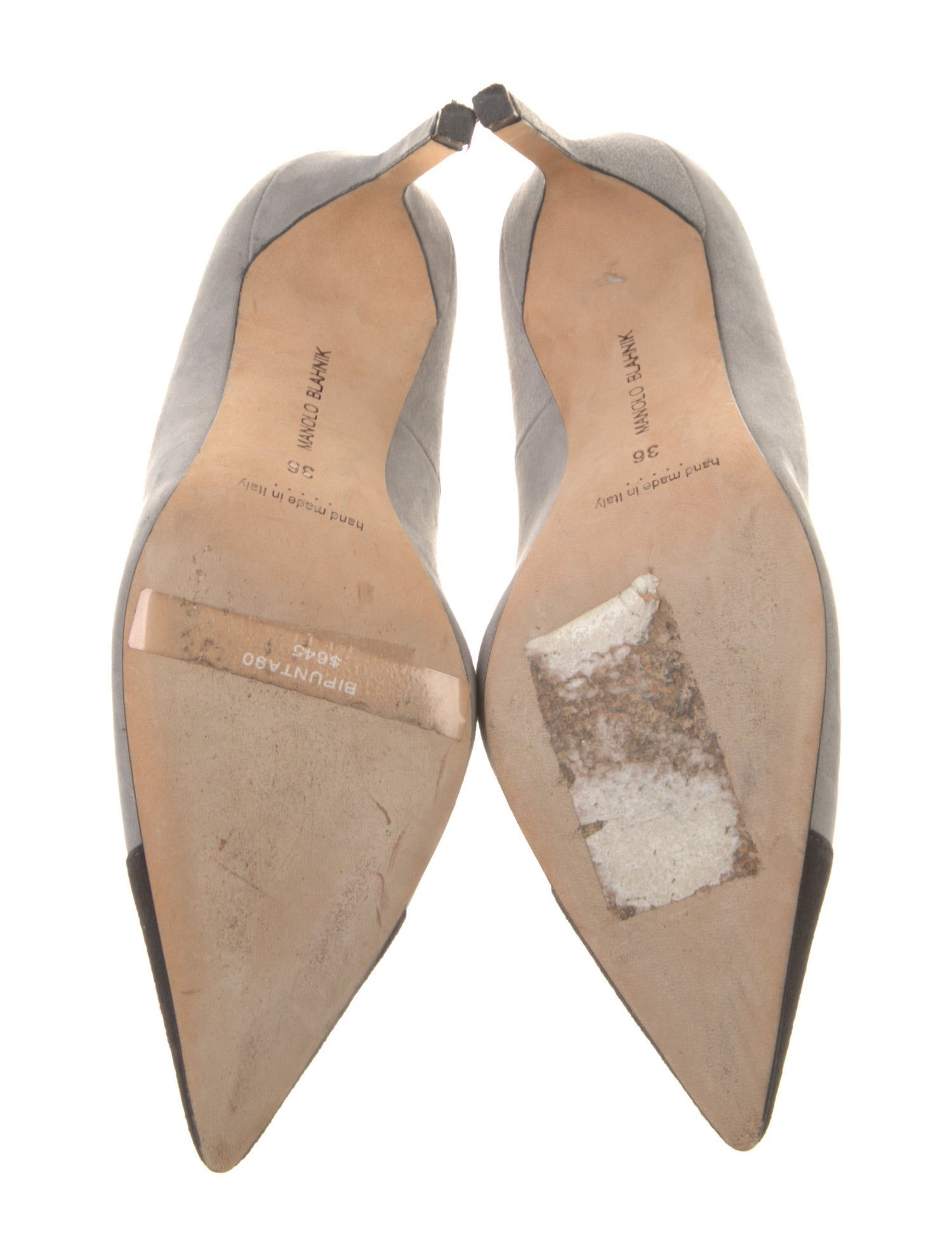 Manolo Blahnik Suede Colorblock Pattern Pumps